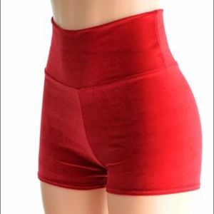 High waisted Velvet Red Booty Shorts